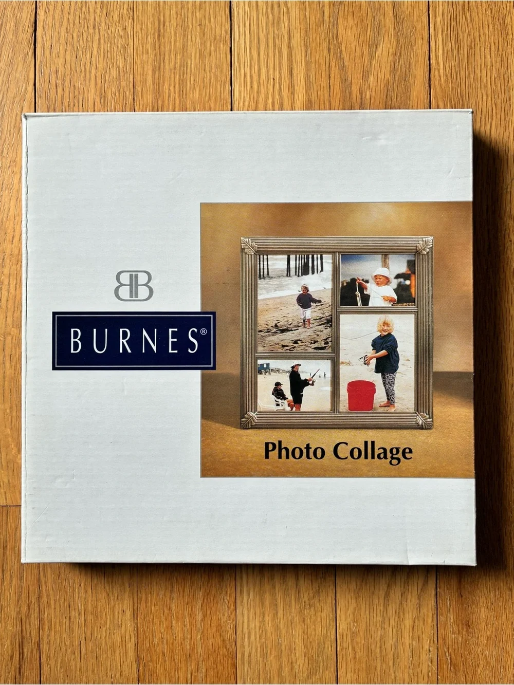 NIB Burnes®️Photo Collage Frame, Silver tone metal, 9x9 in.  MISSING GLASS